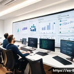 Home 19 마이크로 프론트엔드의 생명주기 관리 - A modern software development team collaborating in a bright, spacious office filled with multiple l...